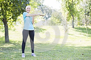 Senior woman workout in the park