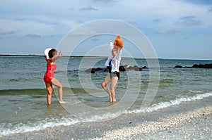 Senior women beach vacation