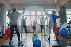 Senior women exercising in a fitness club