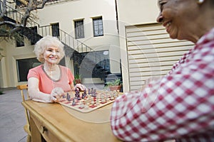 Senior Women Playing Chess