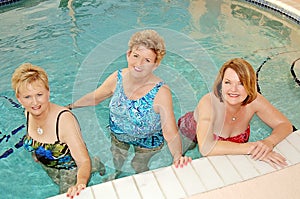 Senior women in the pool