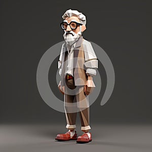 Low Poly Illustration Of An Old Man With Glasses And Beard photo