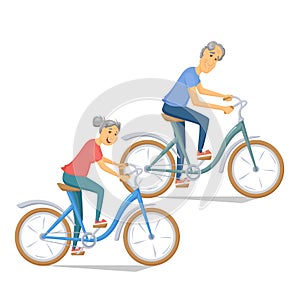 Seniors bicycling together