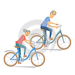 Seniors bicycling together photo