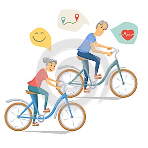 Seniors bicycling together photo