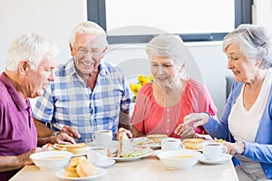 Seniors having lunch together