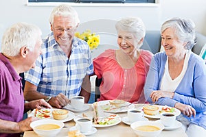 Seniors having lunch together