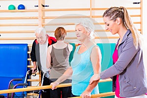 Seniors in physical rehabilitation therapy