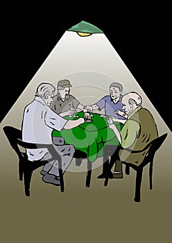 Gli anziani giocare carte 