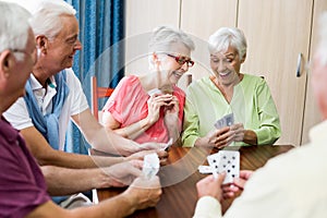 Seniors playing cards