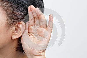 Seniors woman hearing loss , Hard of hearing