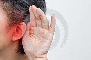 Seniors woman hearing loss , Hard of hearing