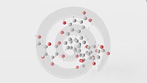 sennoside molecule 3d, molecular structure, ball and stick model, structural chemical formula laxative