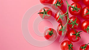 Sensational Cherry Tomatoes: A Vibrant Feast on Pink Canvas