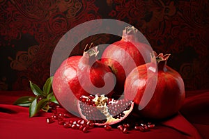 Sensational Pomegranate red ripe background. Generate Ai photo