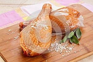 Sensational smoked leg of chicken