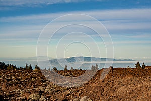 Sensational view from the mountain to the neighboring islands in the sea