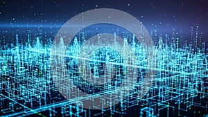 A sense of depth with a dark starry background adding to the high tech