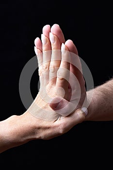 The sense of touch expresses feelings and emotions through the contact with male and female hand