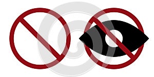 sensitive content ban prohibit icon. Not allowed banned content.