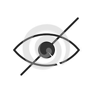 Sensitive content icon. Eye crossed by line. Restrictive sign to hide photo or video with scenes of violence or nudity photo