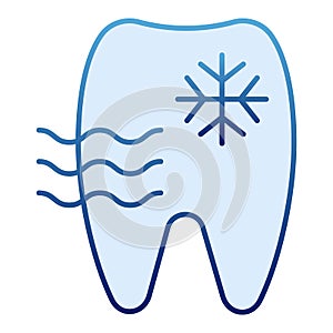 Sensitive tooth flat icon. Tooth and snowflake blue icons in trendy flat style. Dentist gradient style design, designed