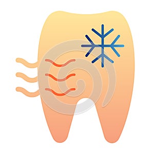 Sensitive tooth flat icon. Tooth and snowflake color icons in trendy flat style. Dentist gradient style design, designed