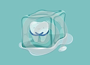 Sensitive tooth with ice, dental concept