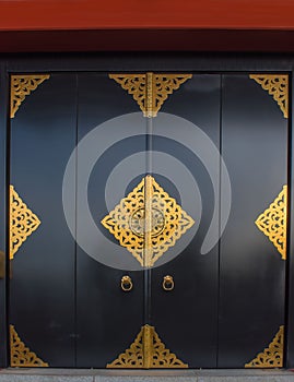 Senso-Ji temple door gold pattern, Japanese ancient , asakusa, tokyo, Japan