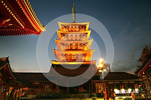 Senso-ji Temple's Pagoda, Asakusa, Tokyo, Japan