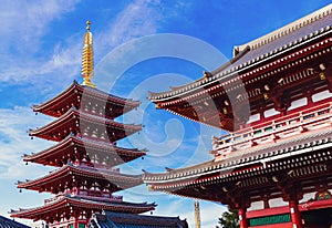 Senso-ji Temple in Tokyo Japan during an amazing sunny day