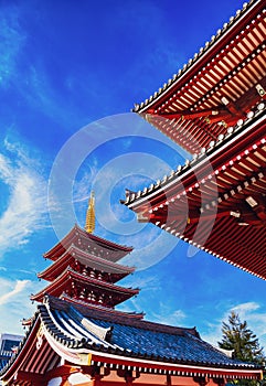 Senso-ji Temple in Tokyo Japan during an amazing sunny day