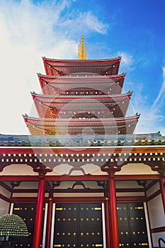 Senso-ji Temple in Tokyo Japan during an amazing sunny day