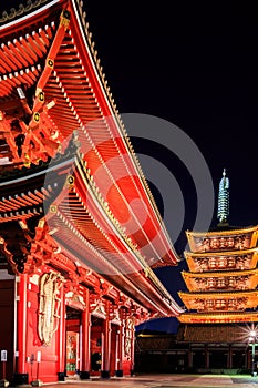 Sensoji-ji Red Japanese Temple in Asakusa, Tokyo