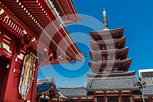 Sensoji Temple and five stories pagoda in Asakusa, Tokyo, Japan
