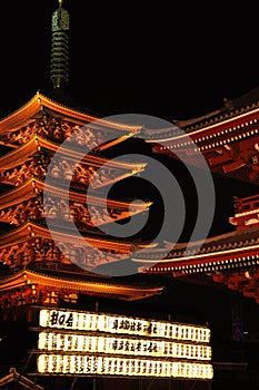 Sensoji temple by night, Tokyo, Japan