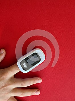 Sensor for measuring pulse and oxygen in blood on patient finger