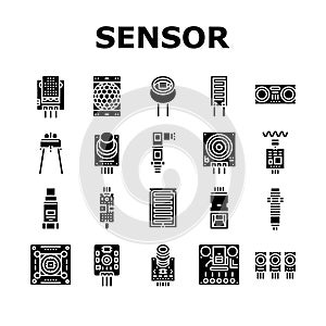 sensor module iot infrared icons set vector photo
