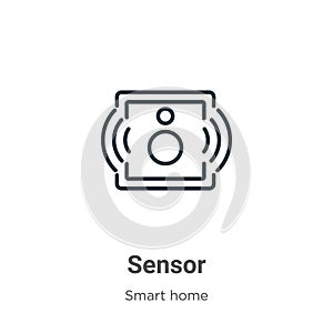 Sensor outline vector icon. Thin line black sensor icon, flat vector simple element illustration from editable smart house concept