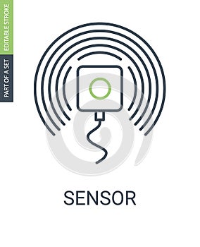 Sensor Vector Outline Icon with Editable Stroke