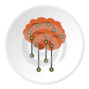 Sensors on human brain icon circle