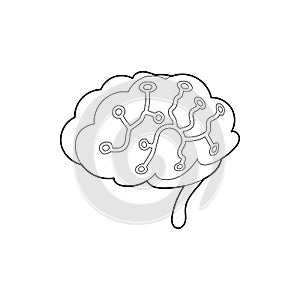 Sensors on human brain icon, outline style