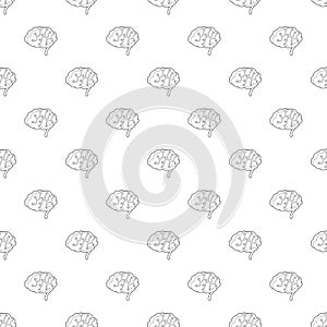 Sensors on human brain icon, outline style