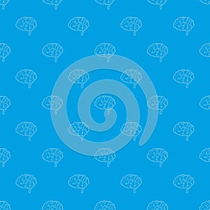 Sensors on human brain pattern vector seamless blue