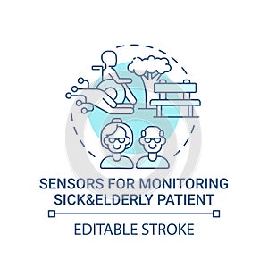 Sensors for monitoring sick and elderly patients concept icon