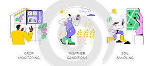 Sensors use in agriculture isolated cartoon vector illustrations.