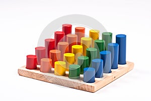 Sensory Toy: Bright Multi-Colored Cylinders on Base