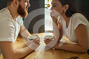 Sensual couple stay at home together
