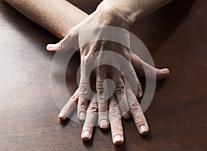 Sensual female hands touching together for confusion