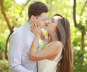 Sensual kiss young couple